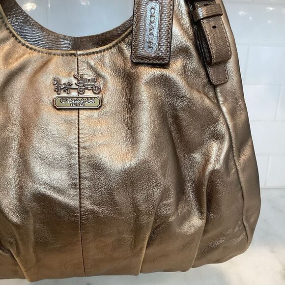 Coach Maggie Madison Metallic Leather Hobo Shoulder Bag HTF - Picture 3 of 16